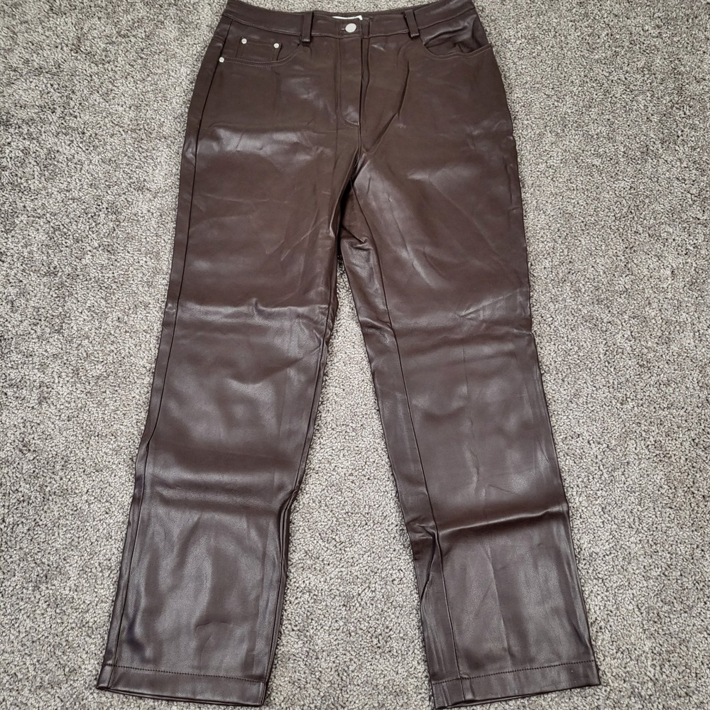 Avec Les Filles Faux Leather Pants Womens M Brown Good Anthropologie Bronze High